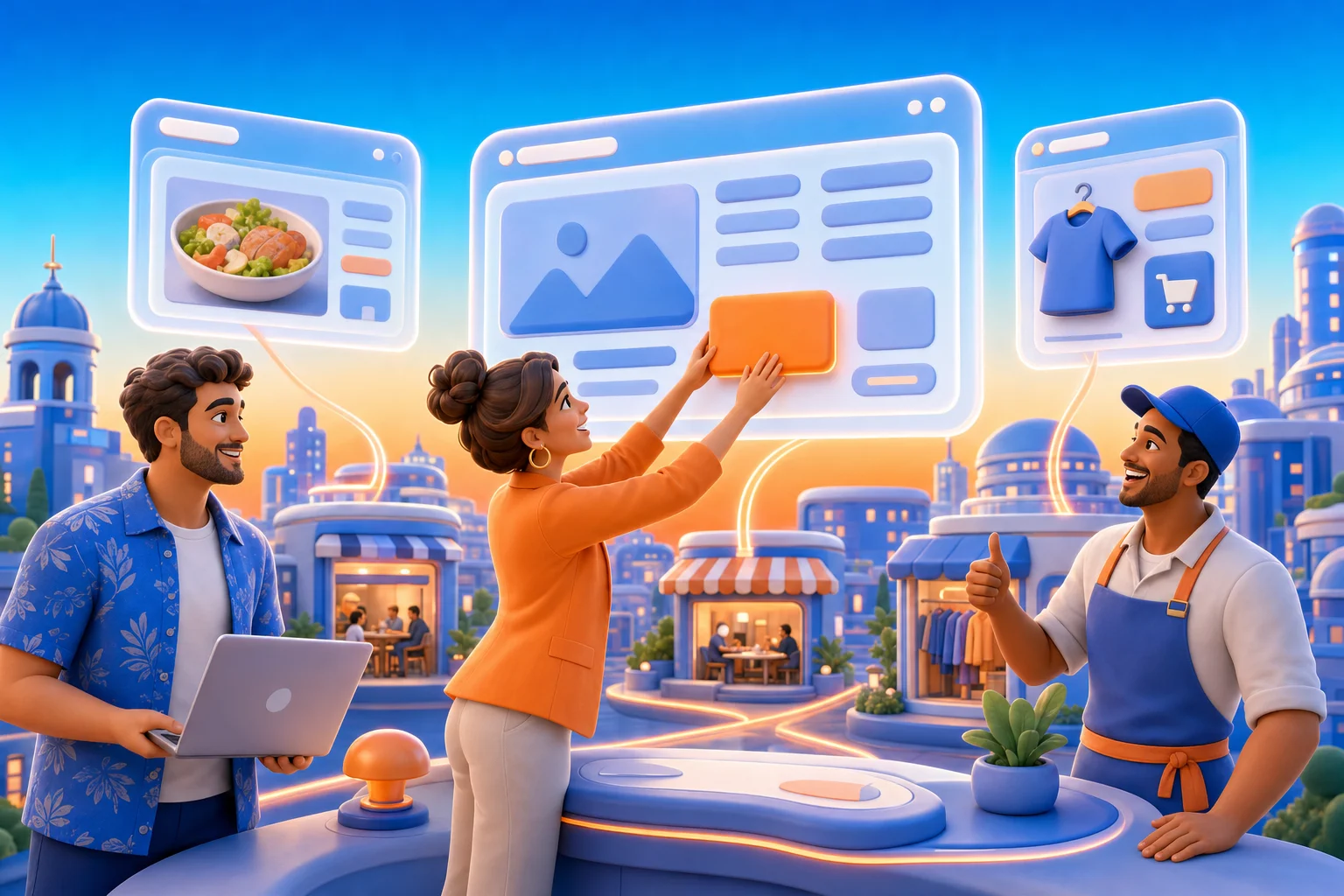 Realizzazione siti web per piccole attività: designer che costruiscono siti online