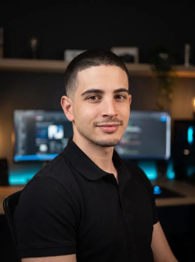 Pierpaolo Gaetani, fondatore di Tutti Online, alla sua scrivania